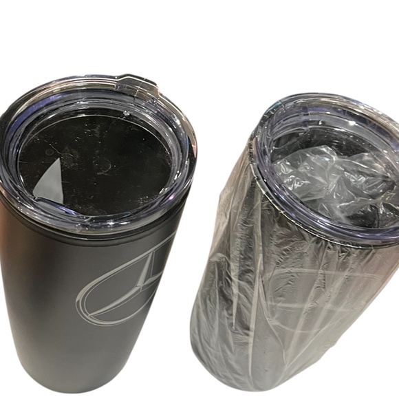 Mercedes Benz Insulated Travel Coffee Cups Set two! Black w Silver Mercedes Logo - Picture 4 of 9